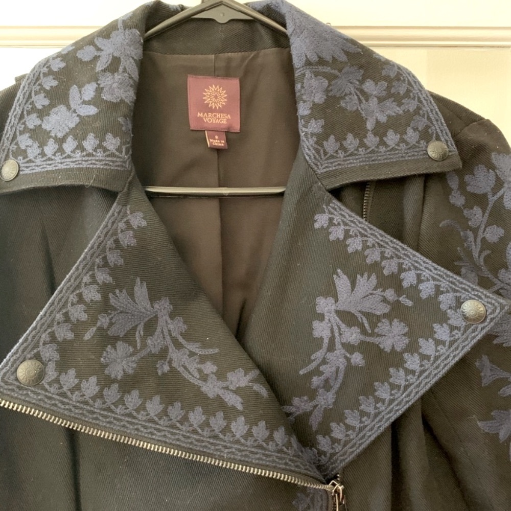 Luxury designer Marchesa Voyager Embroidered Moto - Picture 7 of 15